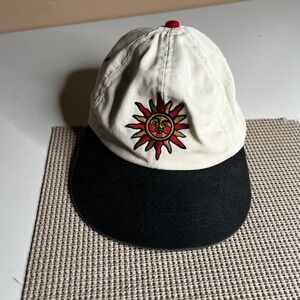 Vintage Made in the Shade Costa Rica Sun Face Embroidered Hat Cream Black Cap
